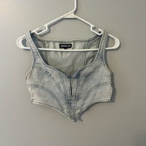 Rehab Lab Soft Blue Denim Top